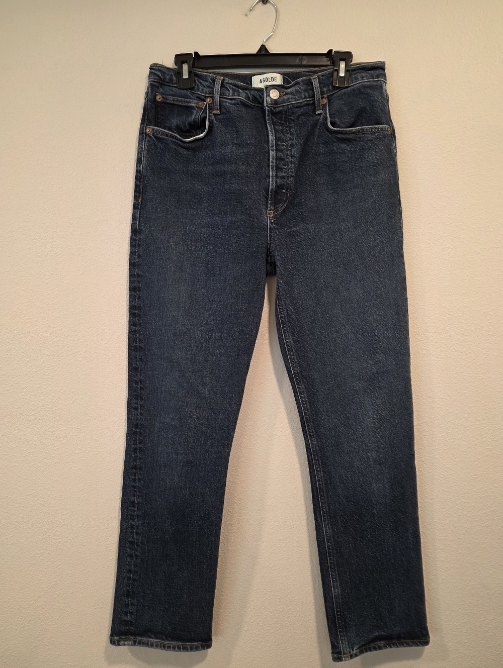 Agolde Riley Long High Rise Straight Leg Divided Jeans - Picture 3 of 8